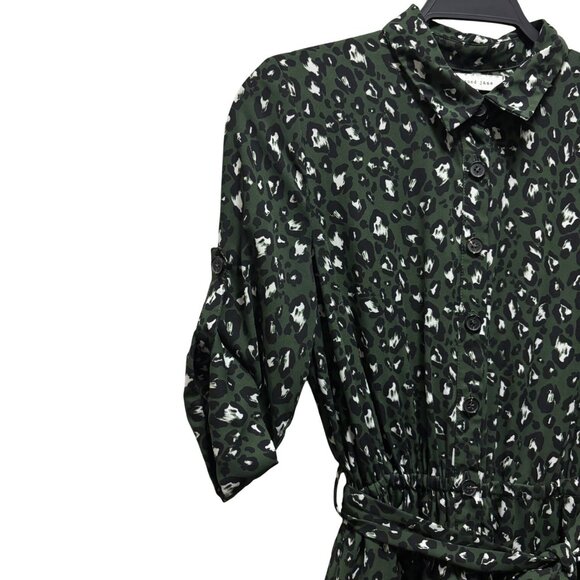 Anthropologie The Good Jane The Layla Green Leopard Print Shirt Dress Size S - Picture 5 of 8